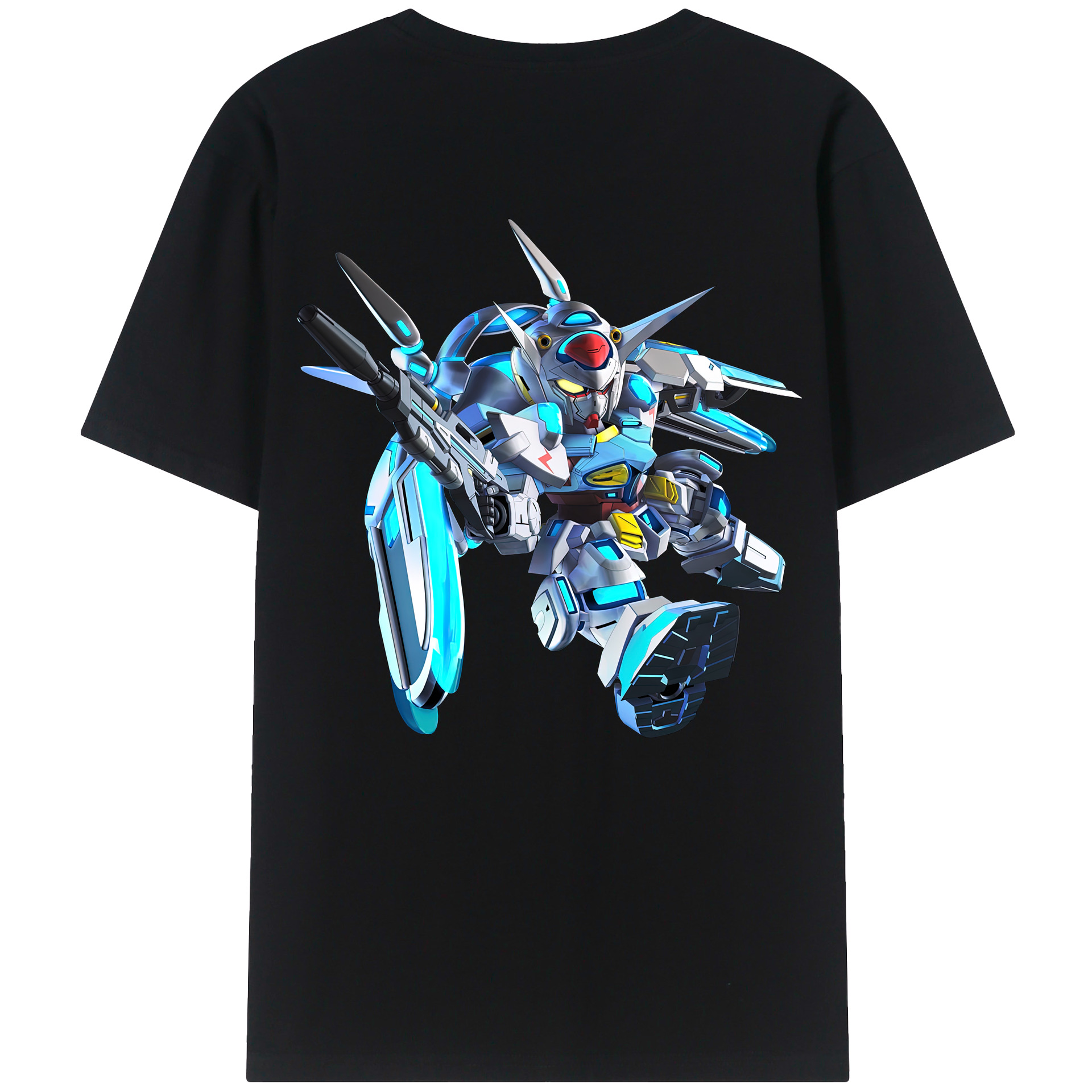 （画像用） 機動戦士ガンダム Mobile Suit Gundam 綿100％ メンズ半袖Tシャツ（バックプリント） 通気性