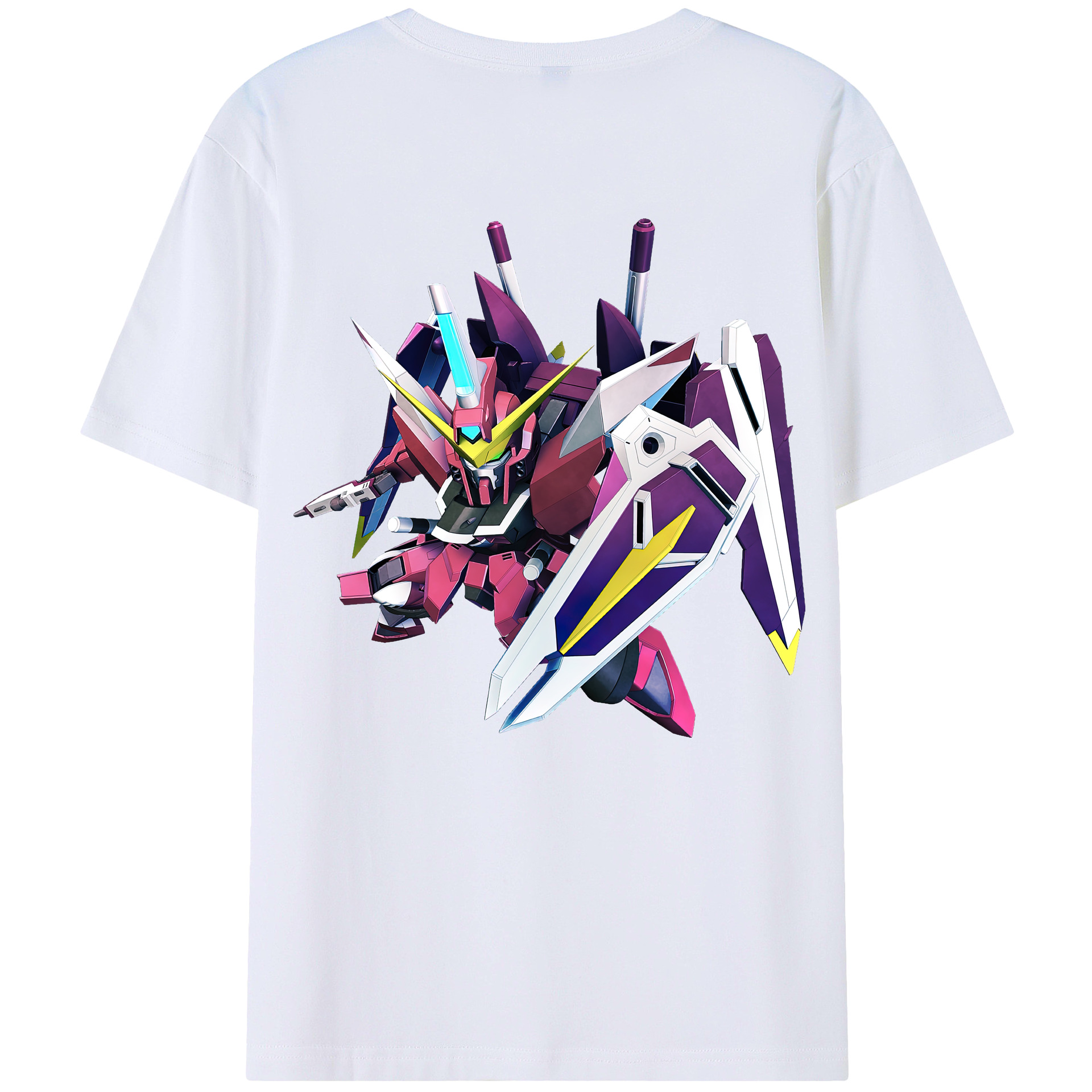 （画像用） 機動戦士ガンダム Mobile Suit Gundam 綿100％ メンズ半袖Tシャツ（バックプリント） 通気性