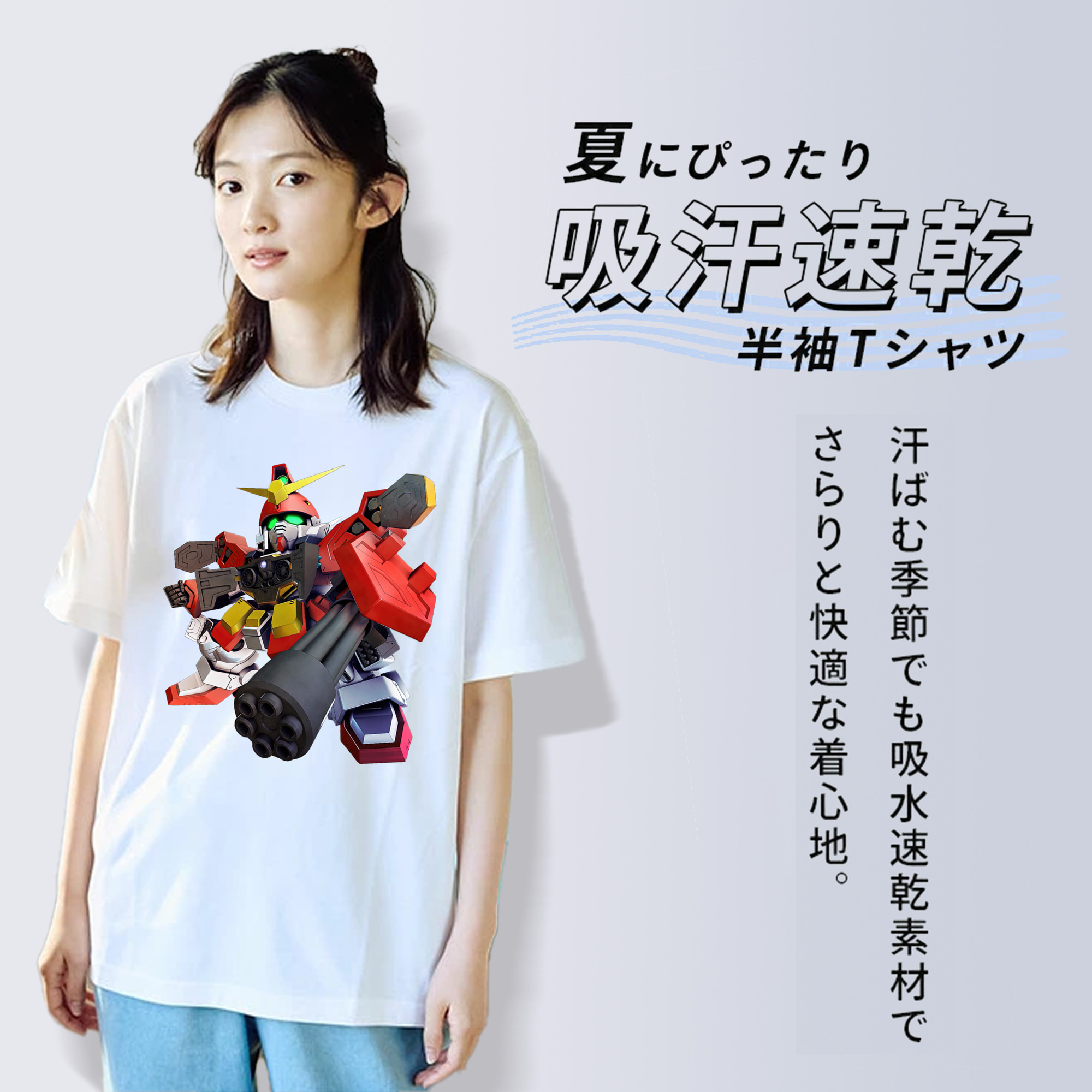 機動戦士ガンダム Mobile Suit Gundam レディースカジュアルプリントTシャツ（綿100％）