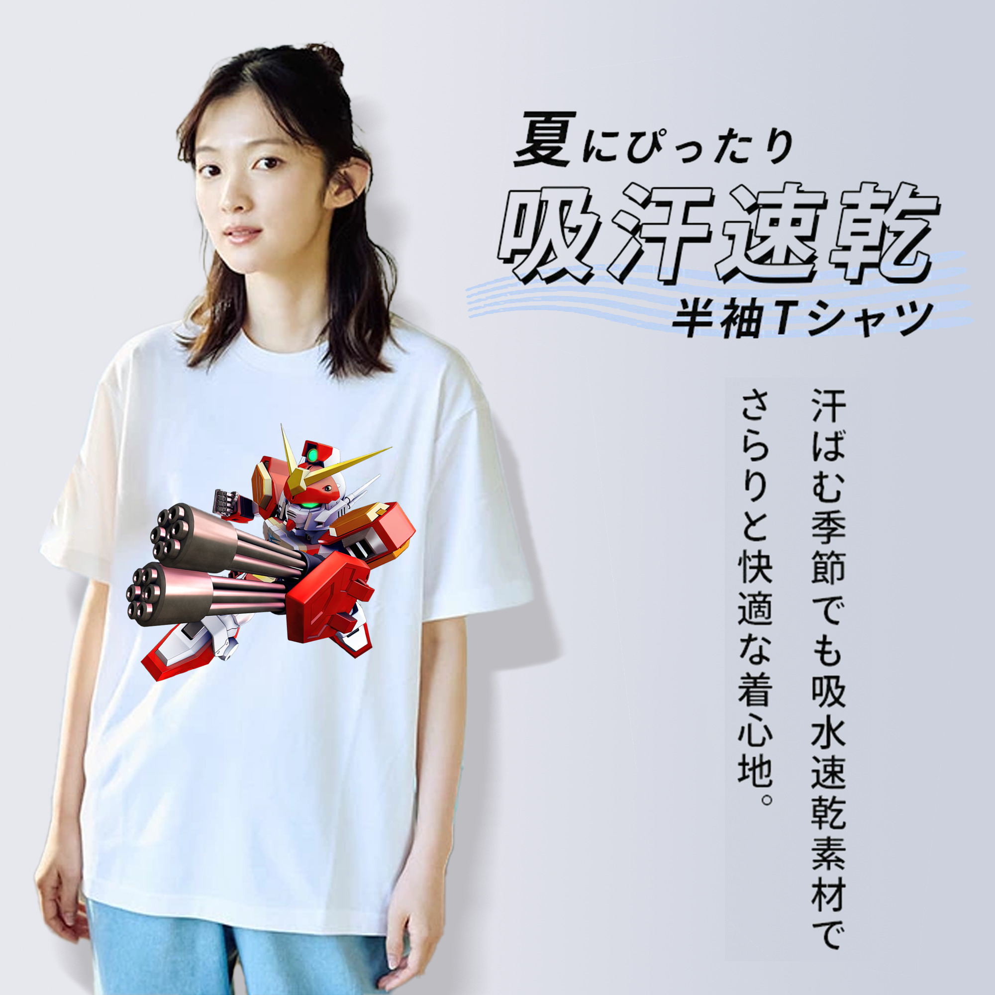 機動戦士ガンダム Mobile Suit Gundam レディースカジュアルプリントTシャツ（綿100％）