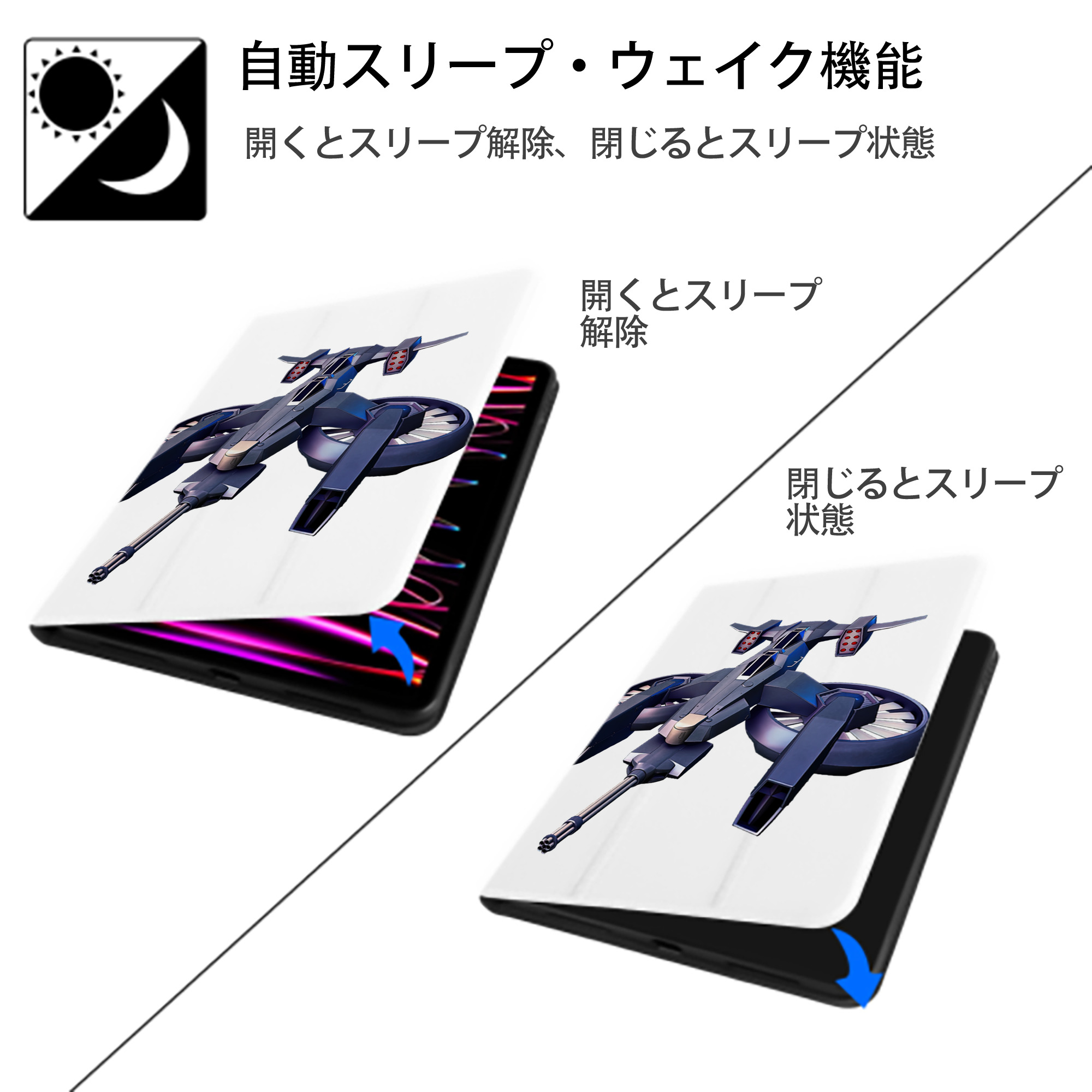 機動戦士ガンダム Mobile Suit Gundam IPad ケース ペン収納付き 三つ折りスタンド PUレザー×シリコン 対応機種9.5/10.5/10.9インチ
