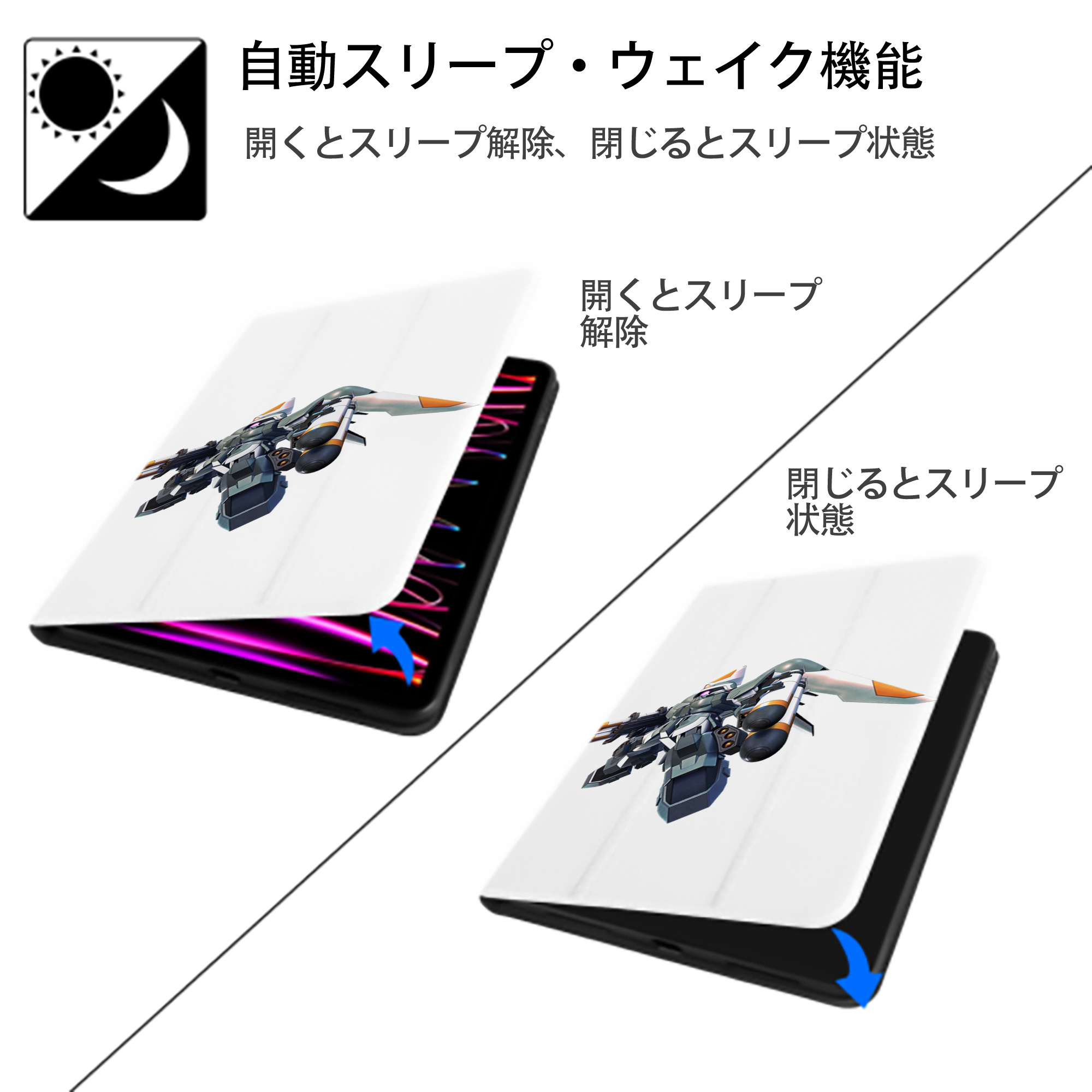 機動戦士ガンダム Mobile Suit Gundam IPad ケース ペン収納付き 三つ折りスタンド PUレザー×シリコン 対応機種9.5/10.5/10.9インチ