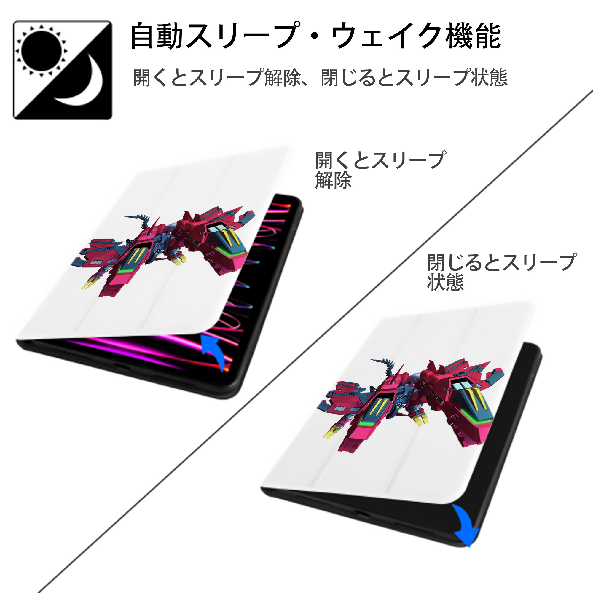 機動戦士ガンダム Mobile Suit Gundam IPad ケース ペン収納付き 三つ折りスタンド PUレザー×シリコン 対応機種9.5/10.5/10.9インチ