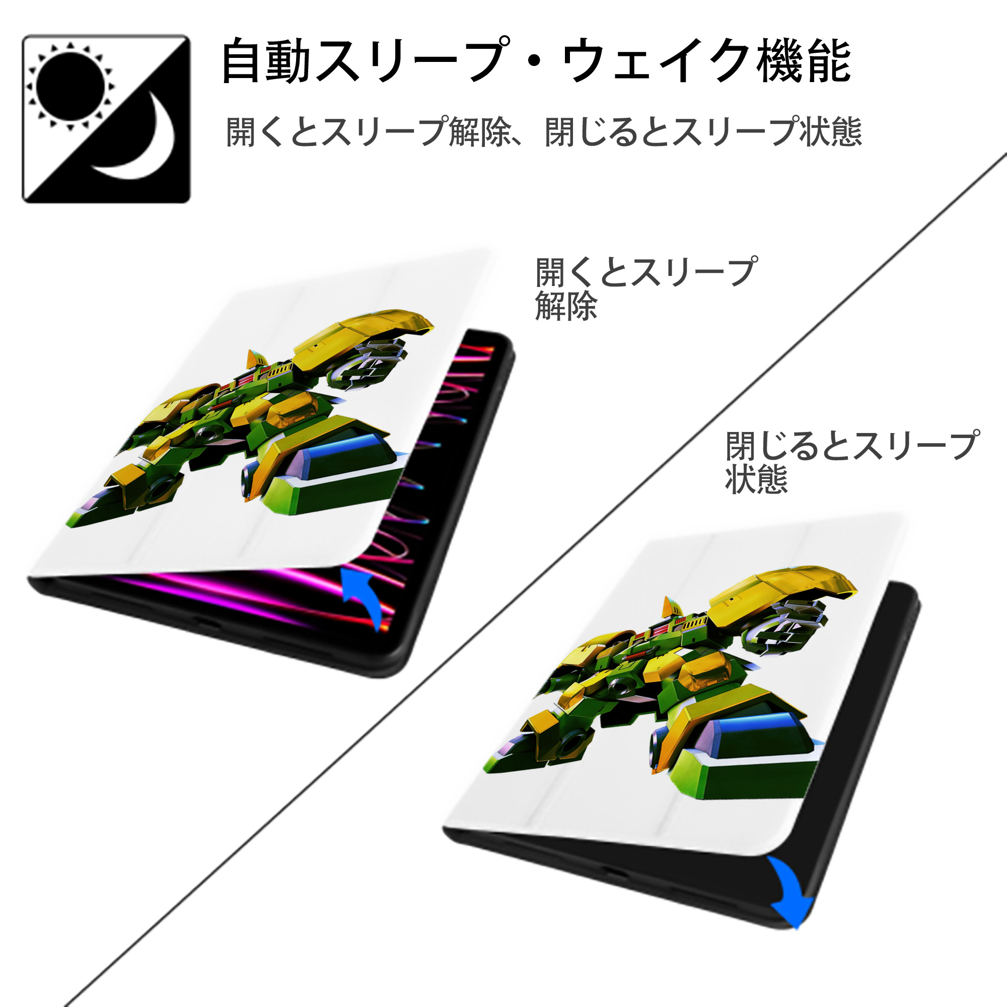 機動戦士ガンダム Mobile Suit Gundam IPad ケース ペン収納付き 三つ折りスタンド PUレザー×シリコン 対応機種9.5/10.5/10.9インチ